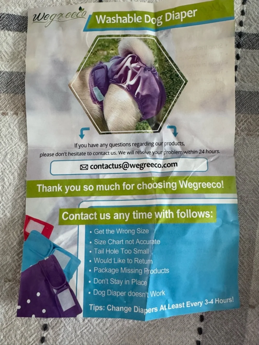 Wegzeeco Dog Diaper - Purple Print